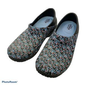 Crocs Triple Comfort Shoes Womens Size 8** Floral Flowers Walking Nursing Shoes